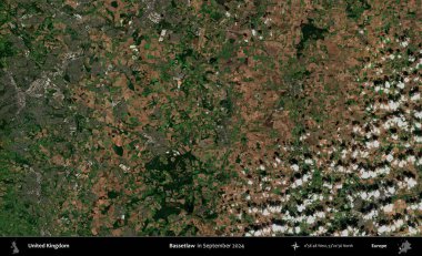 Bassetlaw. Eylül 2024 'te Copernicus Sentinel karolarından oluşan bir uydu görüntüsü üzerinde Birleşik Krallık' ın idari alanı