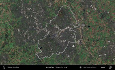 Birmingham. Kasım 2024 'te çekilen Kopernik Nöbetçi karolarından oluşan bir uydu görüntüsü üzerinde Birleşik Krallık' ın idari bölgesinin ana hatlarını belirledik.