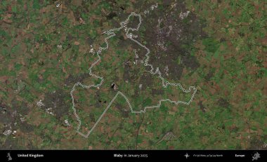 Blaby. Ocak 2025 'te çekilen Kopernik Nöbetçi karolarından oluşan bir uydu görüntüsü üzerinde Birleşik Krallık' ın idari alanının ana hatlarını belirledik.