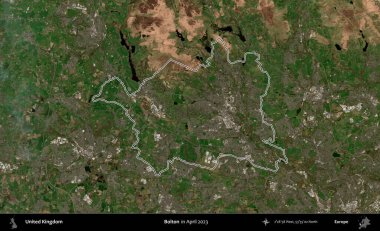 Bolton. Nisan 2023 'te çekilen Kopernik Nöbetçi karolarından oluşan bir uydu görüntüsü üzerinde Birleşik Krallık' ın idari alanının ana hatlarını belirledik.