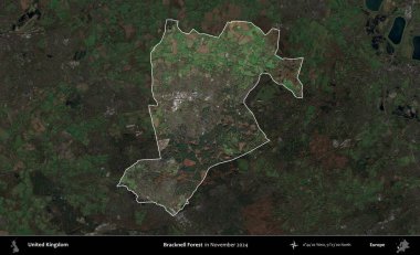 Bracknell Ormanı. Birleşik Krallık 'ın idari alanı, Kasım 2024' te çekilen Kopernik Nöbetçi karolarından oluşan koyu renkli bir uydu görüntüsü üzerinde vurgulandı ve özetlendi.