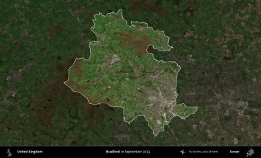 Bradford. Birleşik Krallık 'ın idari alanı, Eylül 2023' te çekilen Kopernik Nöbetçi karolarından oluşan koyu renkli bir uydu görüntüsü üzerinde vurgulandı ve özetlendi.