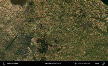 Çöller Ülkesi. Mart 2020 'de Copernicus Sentinel karolarından oluşan bir uydu görüntüsü üzerinde Birleşik Krallık' ın idari alanı