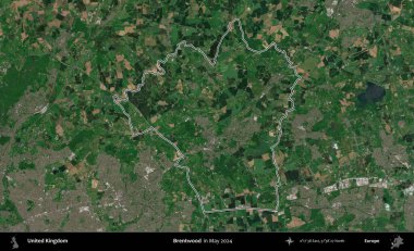 Brentwood 'da. Mayıs 2024 'te çekilen Copernicus Sentinel karolarından oluşan bir uydu görüntüsü üzerinde Birleşik Krallık' ın idari bölgesini özetledik.