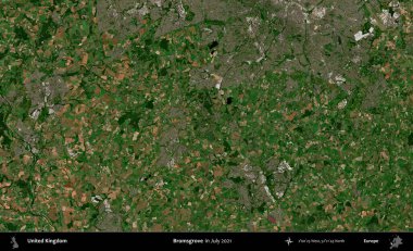 Bromsgrove 'da. Temmuz 2021 'de çekilen Kopernik Nöbetçi karolarından oluşan bir uydu görüntüsü üzerinde Birleşik Krallık' ın idari alanı