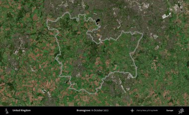 Bromsgrove 'da. Ekim 2022 'de çekilen Kopernik Nöbetçi karolarından oluşan bir uydu görüntüsü üzerinde Birleşik Krallık' ın idari alanının ana hatlarını belirledik.