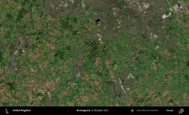 Bromsgrove 'da. Ekim 2022 'de çekilen Kopernik Nöbetçi karolarından oluşan bir uydu görüntüsü üzerinde Birleşik Krallık' ın idari alanı