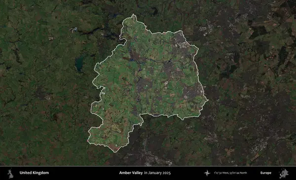 Amber Vadisi Birleşik Krallık 'ın idari alanı, Ocak 2025' te çekilen Kopernik Nöbetçi karolarından oluşan koyu renkli bir uydu görüntüsü üzerinde vurgulandı ve özetlendi.