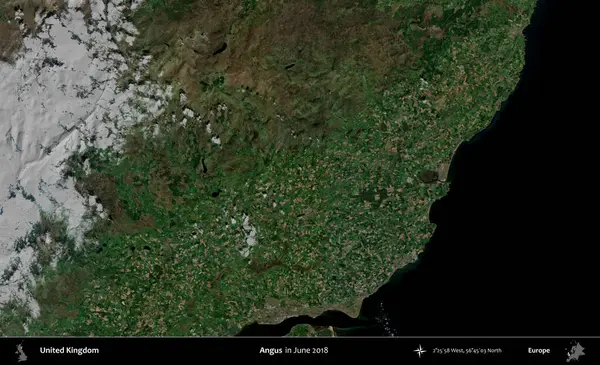 Angus. Haziran 2018 'de çekilen Kopernik Nöbetçi karolarından oluşan bir uydu görüntüsü üzerinde Birleşik Krallık' ın idari alanı