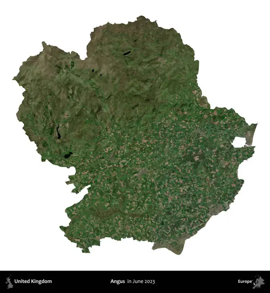 Angus. Birleşik Krallık 'ın idari alanı, Haziran 2023' te çekilen Kopernik Nöbetçi karolarından oluşan bir uydu görüntüsü üzerinde beyaza izole edilmiştir.