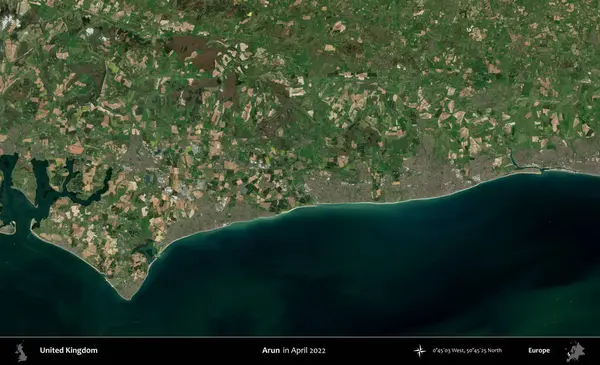 Arun. Nisan 2022 'de çekilen Kopernik Nöbetçi karolarından oluşan bir uydu görüntüsü üzerinde Birleşik Krallık' ın idari alanı