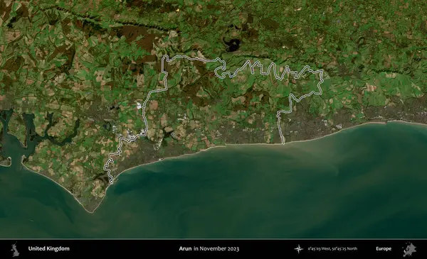 Arun. Kasım 2023 'te çekilen Kopernik Nöbetçi karolarından oluşan bir uydu görüntüsü üzerinde Birleşik Krallık' ın idari alanının ana hatlarını belirledik.