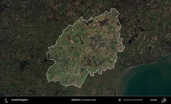 Ashford. Birleşik Krallık 'ın idari alanı, Ocak 2024' te çekilen Kopernik Nöbetçi karolarından oluşan koyu renkli bir uydu görüntüsü üzerinde vurgulandı ve özetlendi.