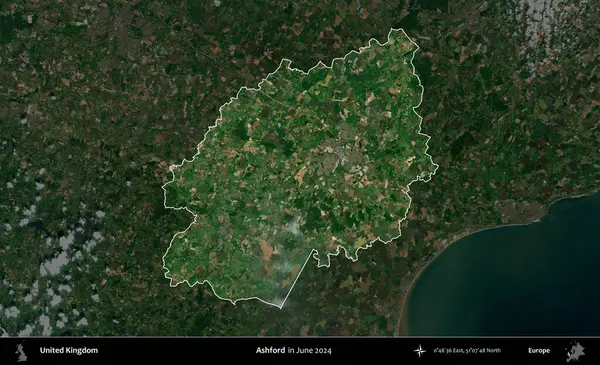 Ashford. Birleşik Krallık 'ın idari alanı, Haziran 2024' te çekilen Kopernik Nöbetçi karolarından oluşan koyu renkli bir uydu görüntüsü üzerinde vurgulandı ve özetlendi.