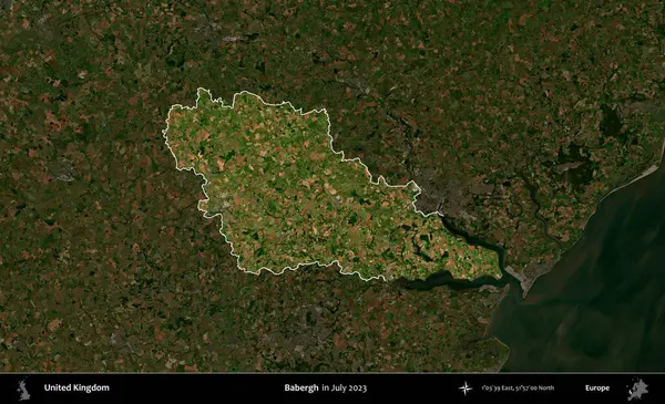 Babergh. Birleşik Krallık 'ın idari alanı, Temmuz 2023' te çekilen Kopernik Nöbetçi karolarından oluşan koyu renkli bir uydu görüntüsüyle vurgulanmış ve özetlenmiştir.