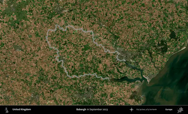 Babergh. Eylül 2023 'te çekilen Kopernik Nöbetçi karolarından oluşan bir uydu görüntüsü üzerinde Birleşik Krallık' ın idari bölgesinin ana hatlarını belirledik.