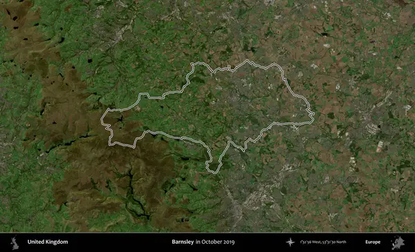 Barnsley. Ekim 2019 'da çekilen Kopernik Nöbetçi karolarından oluşan bir uydu görüntüsü üzerinde Birleşik Krallık' ın idari alanının ana hatlarını belirledik.