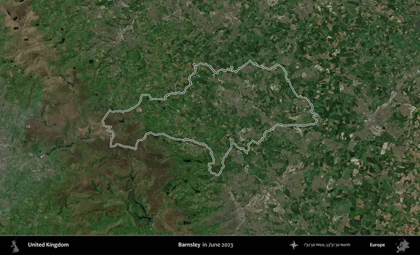 Barnsley. Haziran 2023 'te çekilen Kopernik Nöbetçi karolarından oluşan bir uydu görüntüsü üzerinde Birleşik Krallık' ın idari alanının ana hatlarını belirledik.
