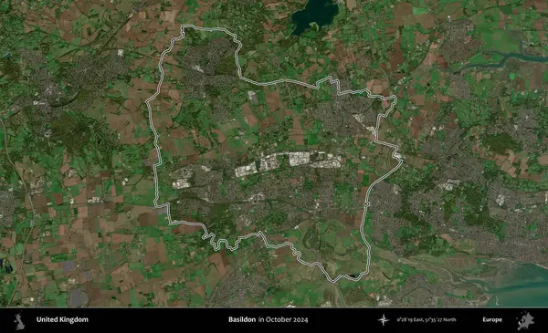 Basildon. Ekim 2024 'te çekilen Kopernik Nöbetçi karolarından oluşan bir uydu görüntüsü üzerinde Birleşik Krallık' ın idari bölgesinin ana hatlarını belirledik.