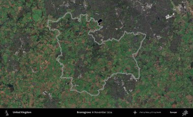 Bromsgrove 'da. Kasım 2024 'te çekilen Kopernik Nöbetçi karolarından oluşan bir uydu görüntüsü üzerinde Birleşik Krallık' ın idari bölgesinin ana hatlarını belirledik.