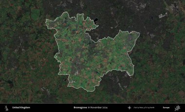 Bromsgrove 'da. Birleşik Krallık 'ın idari alanı, Kasım 2024' te çekilen Kopernik Nöbetçi karolarından oluşan koyu renkli bir uydu görüntüsü üzerinde vurgulandı ve özetlendi.