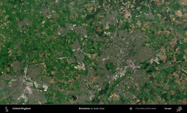 Broxtowe. Haziran 2024 'te çekilen Kopernik Nöbetçi karolarından oluşan bir uydu görüntüsü üzerinde Birleşik Krallık' ın idari alanı