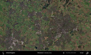 Broxtowe. Ocak 2025 'te çekilen Kopernik Nöbetçi karolarından oluşan bir uydu görüntüsü üzerinde Birleşik Krallık' ın idari alanı