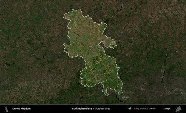 Buckinghamshire 'da. Birleşik Krallık 'ın idari alanı, Ekim 2022' de çekilen Kopernik Nöbetçi karolarından oluşan koyu renkli bir uydu görüntüsü üzerinde vurgulandı ve özetlendi.