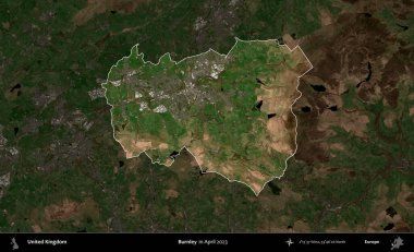 Burnley. Birleşik Krallık 'ın idari alanı, Nisan 2023' te çekilen Kopernik Nöbetçi karolarından oluşan koyu renkli bir uydu görüntüsü üzerinde vurgulandı ve özetlendi.