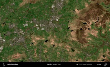 Burnley. Nisan 2023 'te çekilen Kopernik Nöbetçi karolarından oluşan bir uydu görüntüsü üzerinde Birleşik Krallık' ın idari alanı