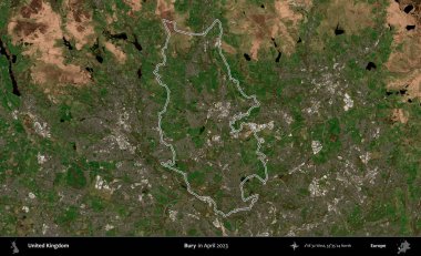 Gömmek. Nisan 2023 'te çekilen Kopernik Nöbetçi karolarından oluşan bir uydu görüntüsü üzerinde Birleşik Krallık' ın idari alanının ana hatlarını belirledik.