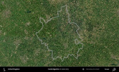 Cambridgeshire. Haziran 2023 'te çekilen Kopernik Nöbetçi karolarından oluşan bir uydu görüntüsü üzerinde Birleşik Krallık' ın idari alanının ana hatlarını belirledik.