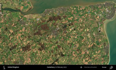 Canterbury 'de. Şubat 2022 'de çekilen Kopernik Nöbetçi karolarından oluşan bir uydu görüntüsü üzerinde Birleşik Krallık' ın idari alanı