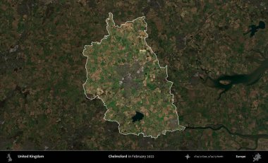 Chelmsford 'da. Birleşik Krallık 'ın idari alanı, Şubat 2022' de çekilen Kopernik Nöbetçi karolarından oluşan koyu renkli bir uydu görüntüsü üzerinde vurgulandı ve özetlendi.