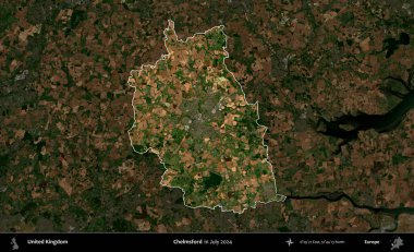 Chelmsford 'da. Birleşik Krallık 'ın idari alanı, Temmuz 2024' te çekilen Kopernik Nöbetçi karolarından oluşan koyu renkli bir uydu görüntüsü üzerinde vurgulandı ve özetlendi.