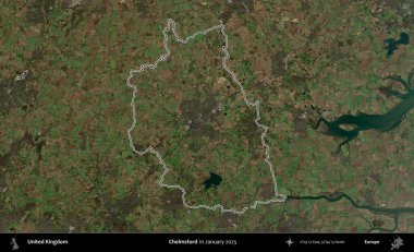 Chelmsford 'da. Ocak 2025 'te çekilen Kopernik Nöbetçi karolarından oluşan bir uydu görüntüsü üzerinde Birleşik Krallık' ın idari alanının ana hatlarını belirledik.