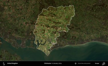 Chichester. Birleşik Krallık 'ın idari alanı, Ocak 2024' te çekilen Kopernik Nöbetçi karolarından oluşan koyu renkli bir uydu görüntüsü üzerinde vurgulandı ve özetlendi.