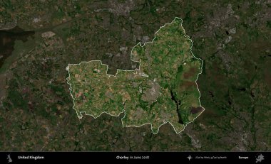 Chorley. Birleşik Krallık 'ın idari alanı, Haziran 2018' de çekilen Kopernik Nöbetçi karolarından oluşan koyu renkli bir uydu görüntüsü üzerinde vurgulandı ve özetlendi.