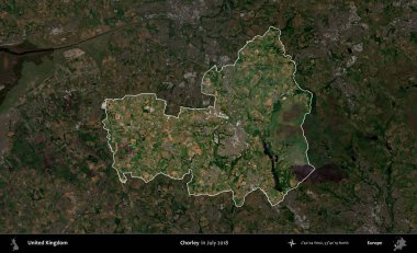 Chorley. Birleşik Krallık 'ın idari alanı, Temmuz 2018' de çekilen Kopernik Nöbetçi karolarından oluşan koyu renkli bir uydu görüntüsü üzerinde vurgulandı ve özetlendi.