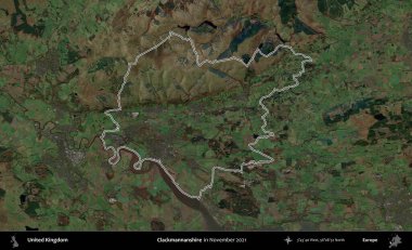 Clackmannanshire. Kasım 2021 'de çekilen Kopernik Nöbetçi karolarından oluşan bir uydu görüntüsü üzerinde Birleşik Krallık' ın idari bölgesinin ana hatlarını belirledik.