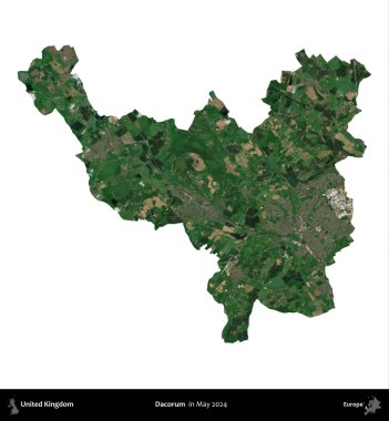 Dacorum. Birleşik Krallık 'ın idari alanı, Mayıs 2024' te çekilen Kopernik Nöbetçi karolarından oluşan bir uydu görüntüsü üzerinde beyaza izole edildi.