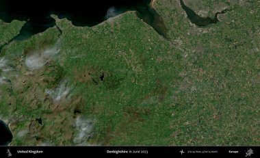 Denbighshire 'da. Haziran 2023 'te çekilen Kopernik Nöbetçi karolarından oluşan bir uydu görüntüsü üzerinde Birleşik Krallık' ın idari alanı