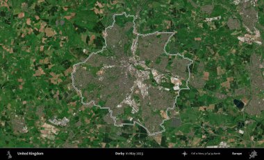 Derbi. Mayıs 2023 'te çekilen Copernicus Sentinel karolarından oluşan bir uydu görüntüsü üzerinde Birleşik Krallık' ın idari alanının ana hatlarını belirledik.