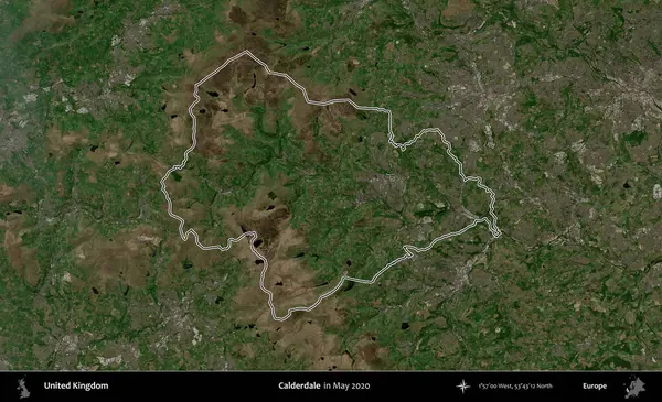 Calderdale 'de. Mayıs 2020 'de çekilen Copernicus Sentinel karolarından oluşan bir uydu görüntüsü üzerinde Birleşik Krallık' ın idari bölgesini özetledik.