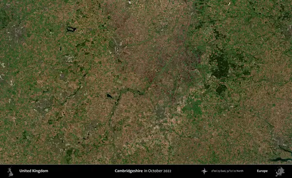 Cambridgeshire. Ekim 2022 'de çekilen Kopernik Nöbetçi karolarından oluşan bir uydu görüntüsü üzerinde Birleşik Krallık' ın idari alanı
