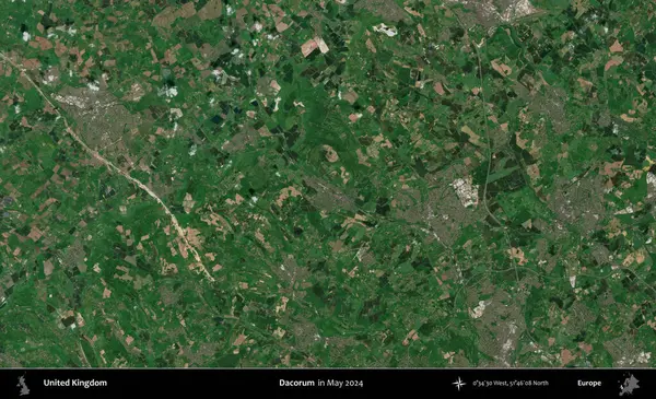 Dacorum. Mayıs 2024 'te Copernicus Sentinel karolarından oluşan bir uydu görüntüsü üzerinde Birleşik Krallık' ın idari alanı