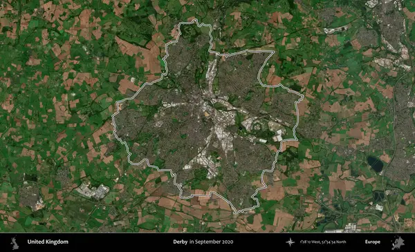 Derbi. Eylül 2020 'de çekilen Kopernik Nöbetçi karolarından oluşan bir uydu görüntüsü üzerinde Birleşik Krallık' ın idari bölgesini özetledik.
