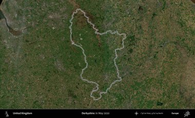Derbyshire 'da. Mayıs 2020 'de çekilen Copernicus Sentinel karolarından oluşan bir uydu görüntüsü üzerinde Birleşik Krallık' ın idari bölgesini özetledik.