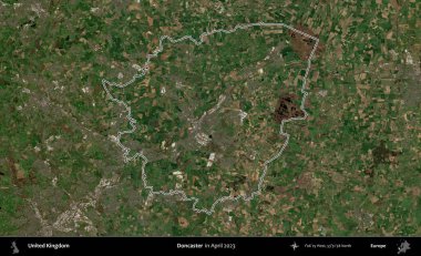 Doncaster 'da. Nisan 2023 'te çekilen Kopernik Nöbetçi karolarından oluşan bir uydu görüntüsü üzerinde Birleşik Krallık' ın idari alanının ana hatlarını belirledik.