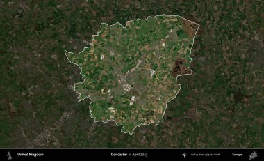 Doncaster 'da. Birleşik Krallık 'ın idari alanı, Nisan 2023' te çekilen Kopernik Nöbetçi karolarından oluşan koyu renkli bir uydu görüntüsü üzerinde vurgulandı ve özetlendi.